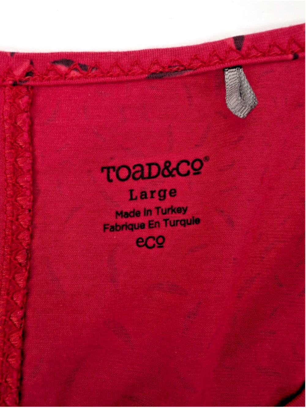 Toad and Co Muse Midi Dress Dark Pink Sz L Ruched Leaf Print Gorpcore Travel - Picture 8 of 12
